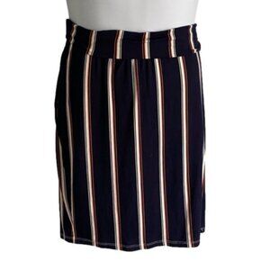 Caren Sport Pull On Blue White Orange Striped Skirt Plus Size 2X NEW